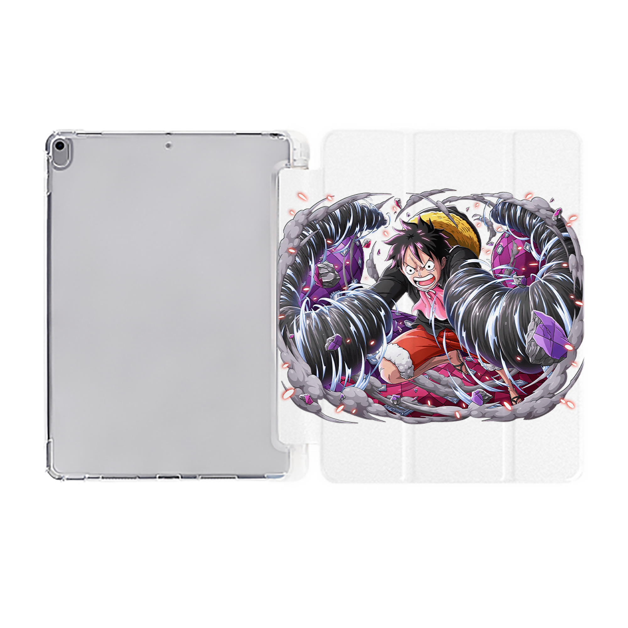 （画像用） ワンピース モンキー・D・ルフィ ONE PIECE Monkey D. Luffy IPad ケース ペン収納付き 三つ折りスタンド PUレザー×シリコン 対応機種9.5/10.5/10.9インチ